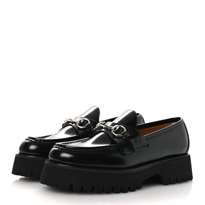 Gucci Cordovan Lux Womens Horsebit 45mm Platform Loafers 38.5 Black 4 of 12