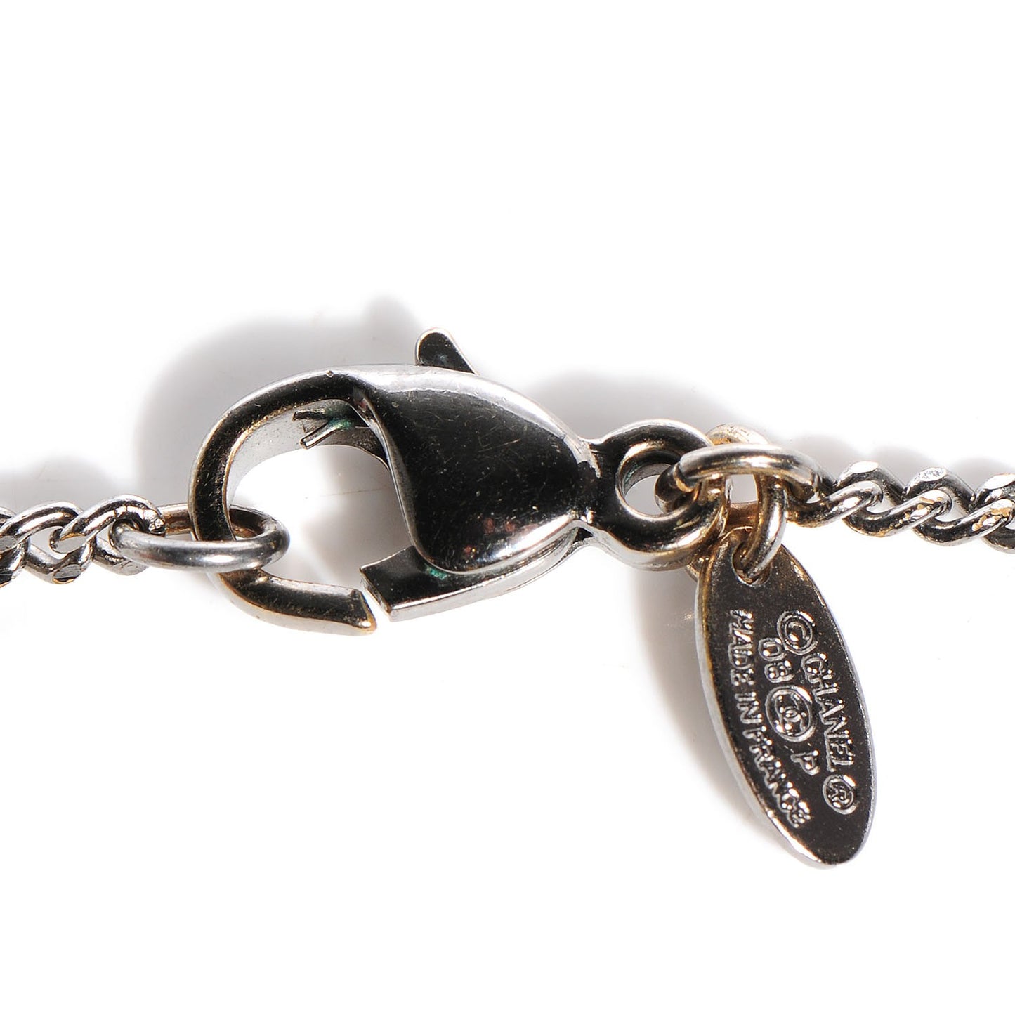 Pearl CC Drop Necklace Ruthenium