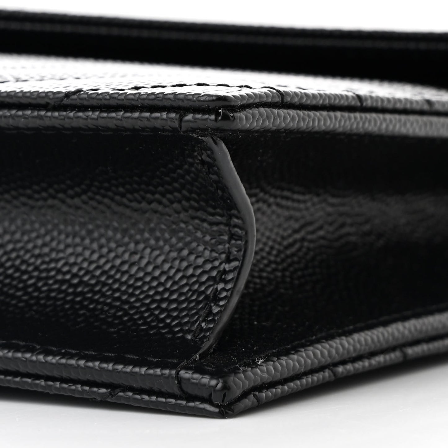 Grain De Poudre Matelasse Chevron Monogram Envelope Chain Wallet Black