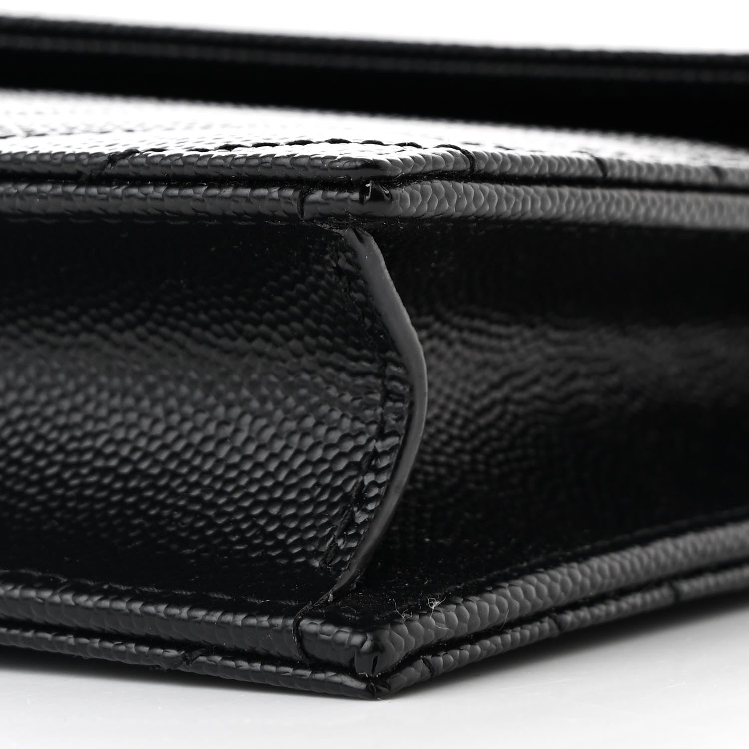 Saint Laurent Grain De Poudre Matelasse Chevron Monogram Envelope Chain Wallet Black 11 of 11