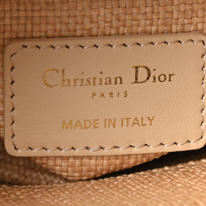 Christian Dior Raffia Woven Cannage Embroidered Mini Lady D-Lite Natural Black 6 of 10