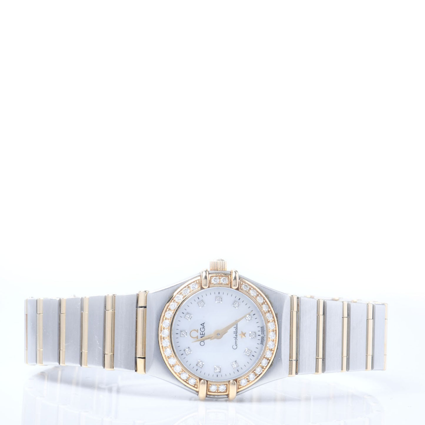 Stainless Steel 18K Yellow Gold Diamond Bezel Mother of Pearl 22mm Constellation Quartz Watch 1267.75.00