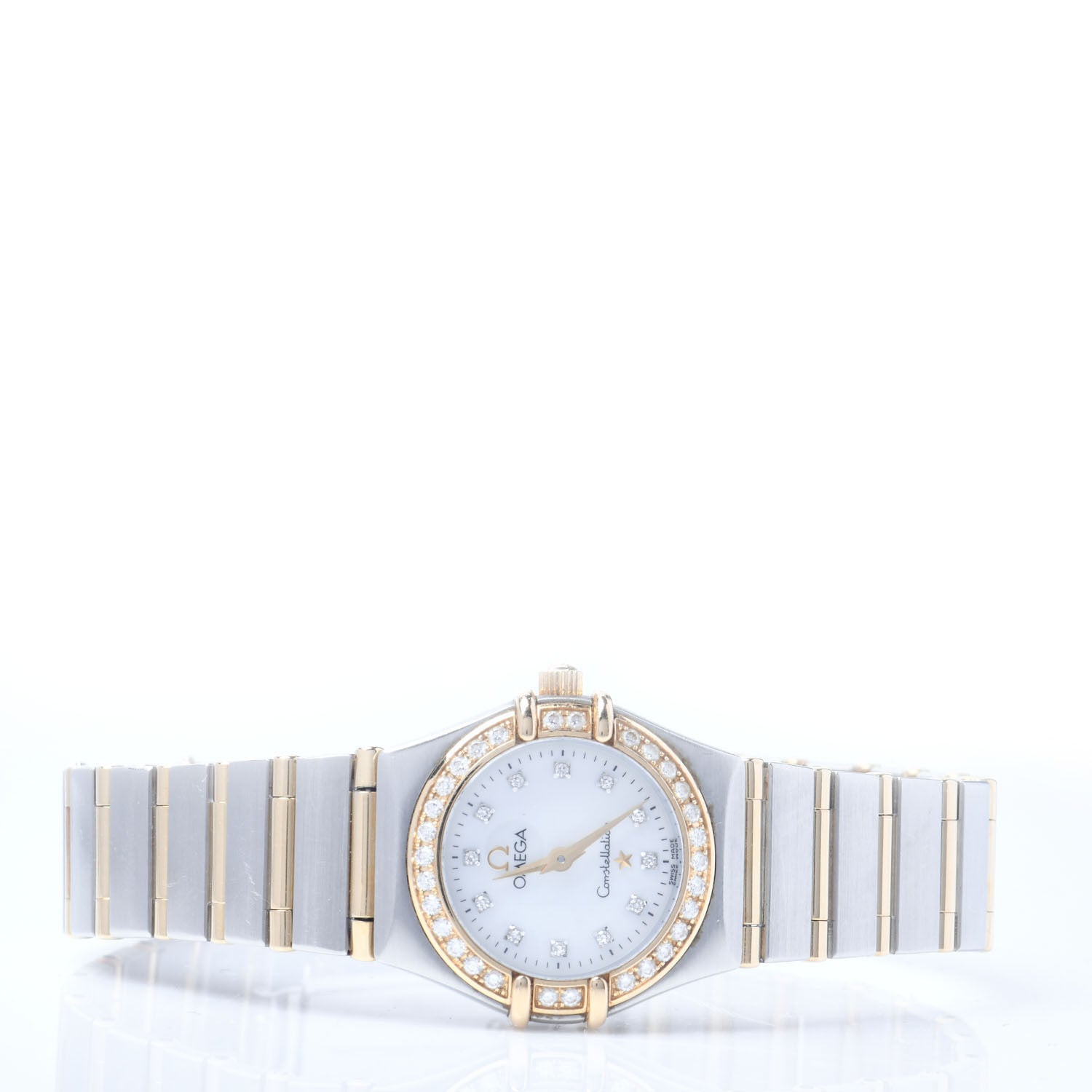 Omega Stainless Steel 18K Yellow Gold Diamond Bezel Mother of Pearl 22mm Constellation Quartz Watch 1267.75.00 2 of 7