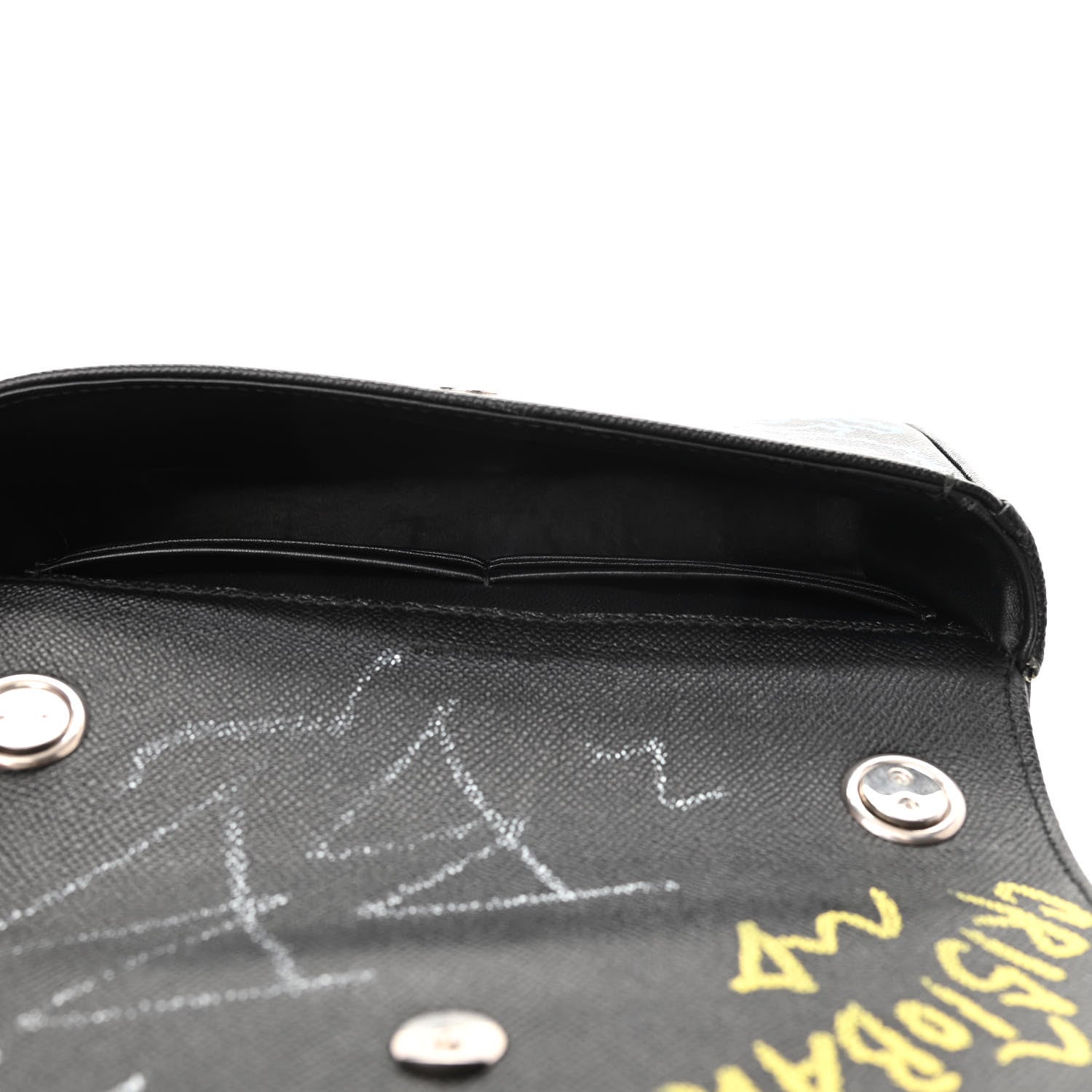 Balenciaga Calfskin Graffiti BB Chain Wallet Black Multicolor 4 of 8