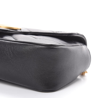 Gucci Calfskin Matelasse Super Mini GG Marmont Shoulder Bag Black 9 of 10