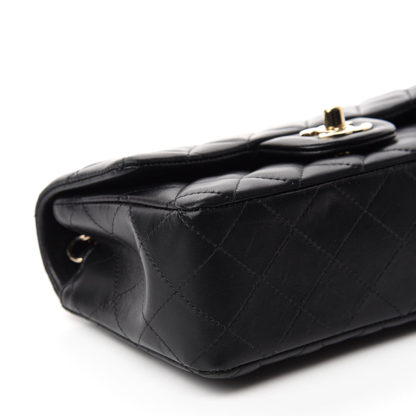 Lambskin Quilted Mini Rectangular Flap Black