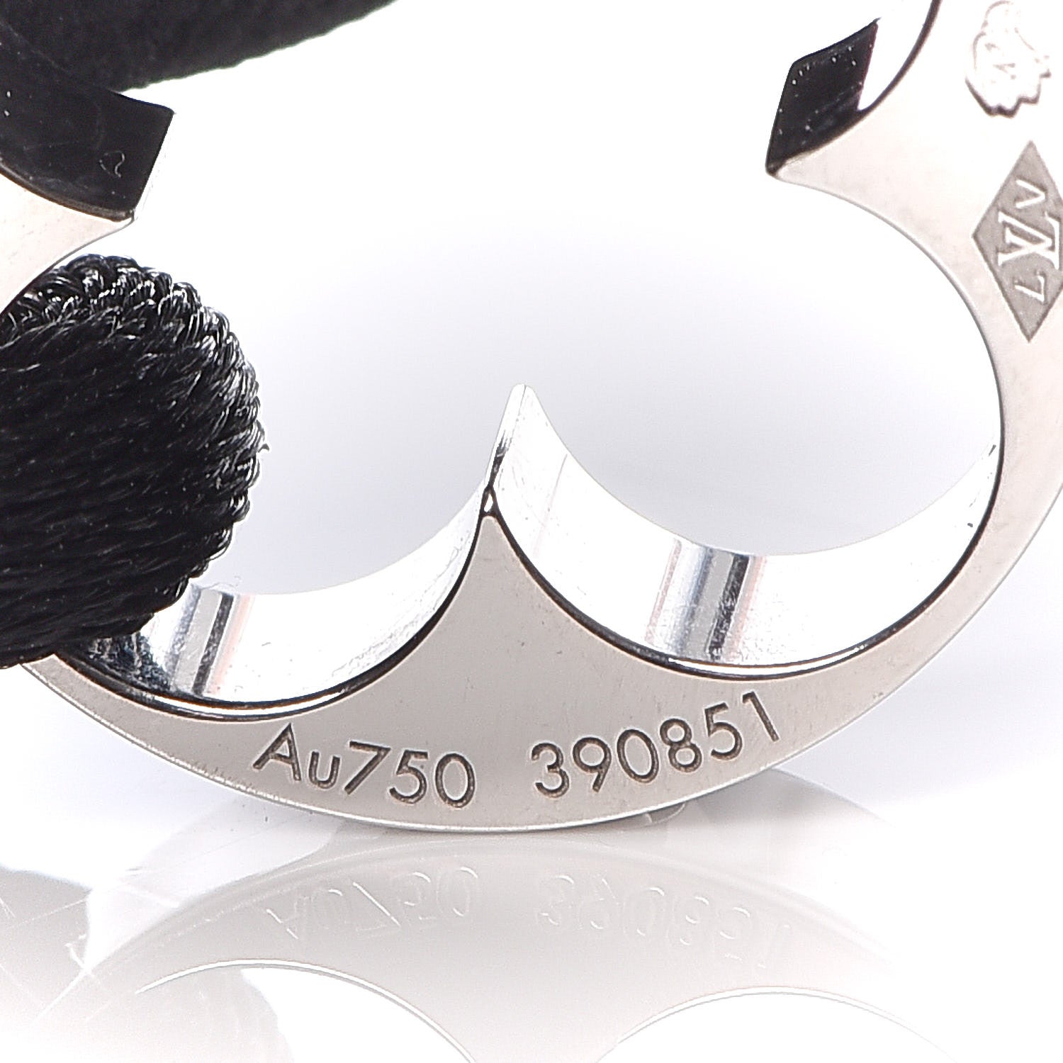 Louis Vuitton 18K White Gold Cord Empreinte Adjustable Bracelet Black 5 of 6