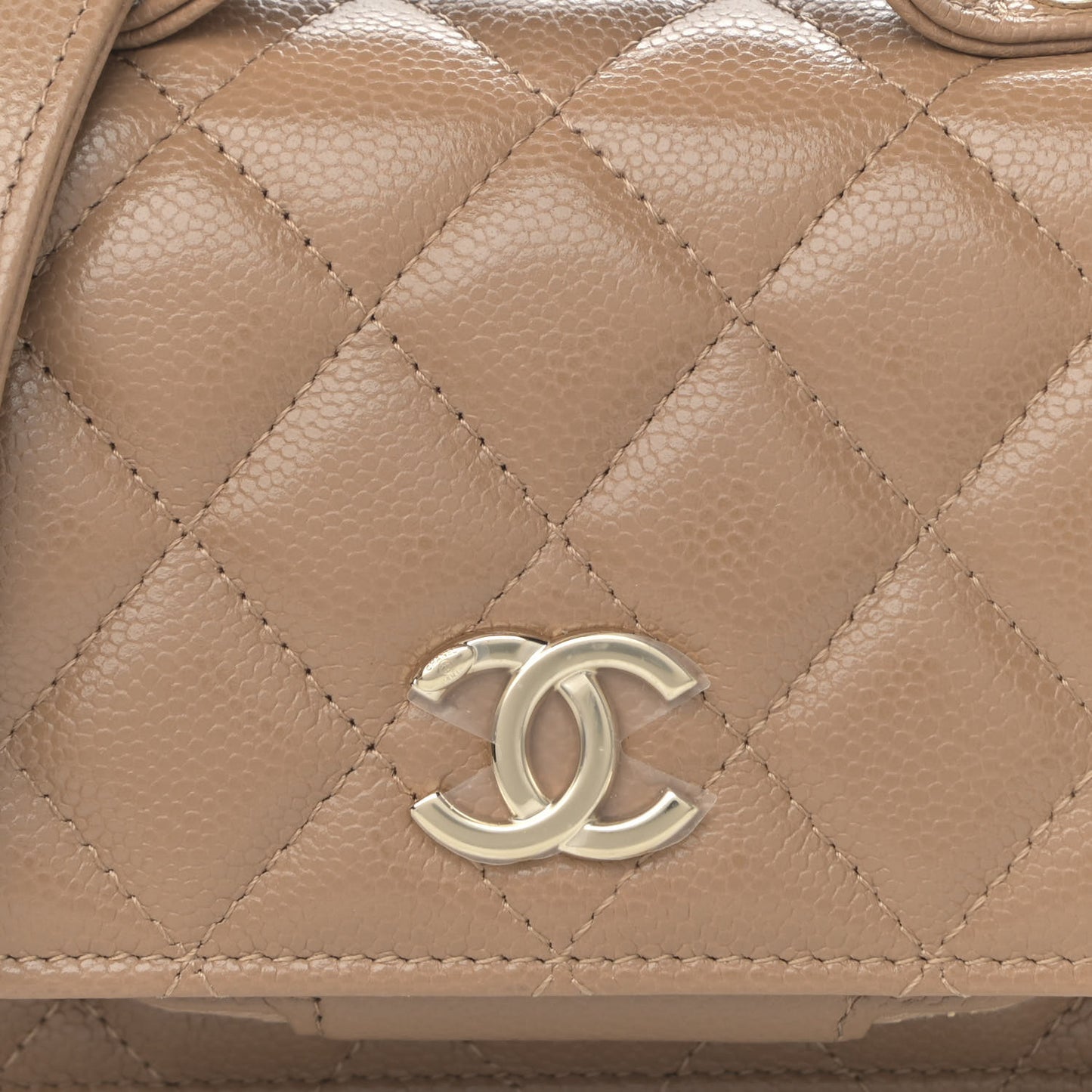 Caviar Quilted Business Affinity Clutch With Chain Flap Dark Beige