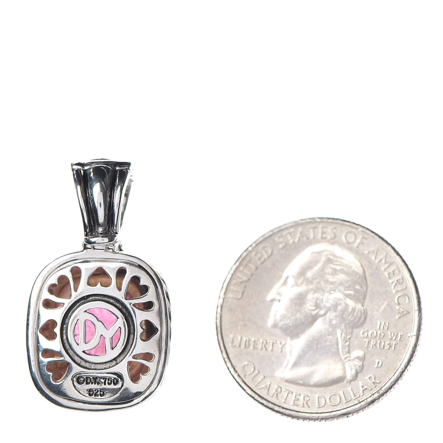 David Yurman Sterling Silver 18K Yellow Gold Diamond Carved Tourmaline Albion Pendant 2 of 3
