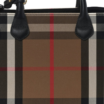 Burberry House Check Grainy Calfskin Medium Banner Tote Black 8 of 10