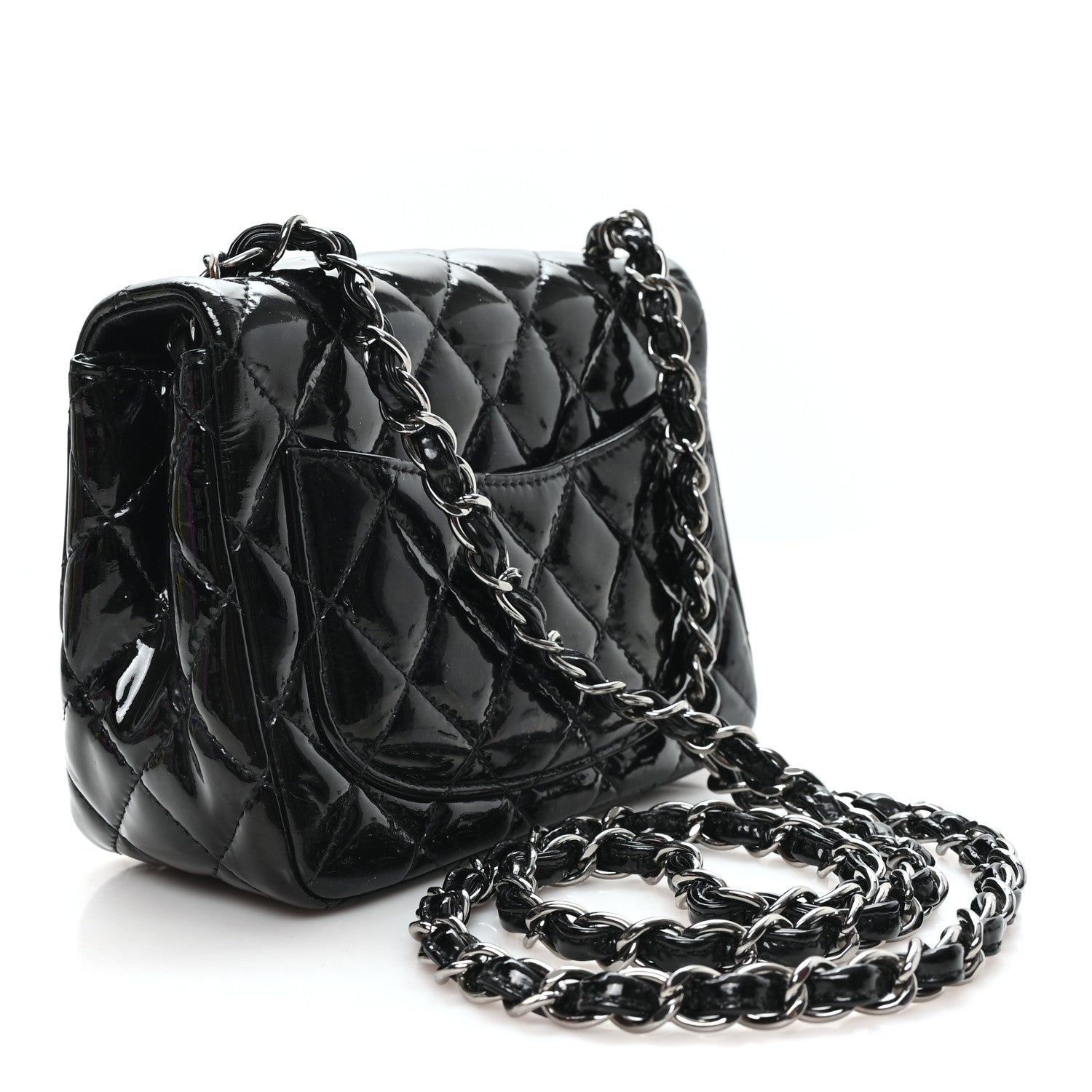 Chanel Patent Calfskin Quilted Mini Square Flap Black 3 of 11