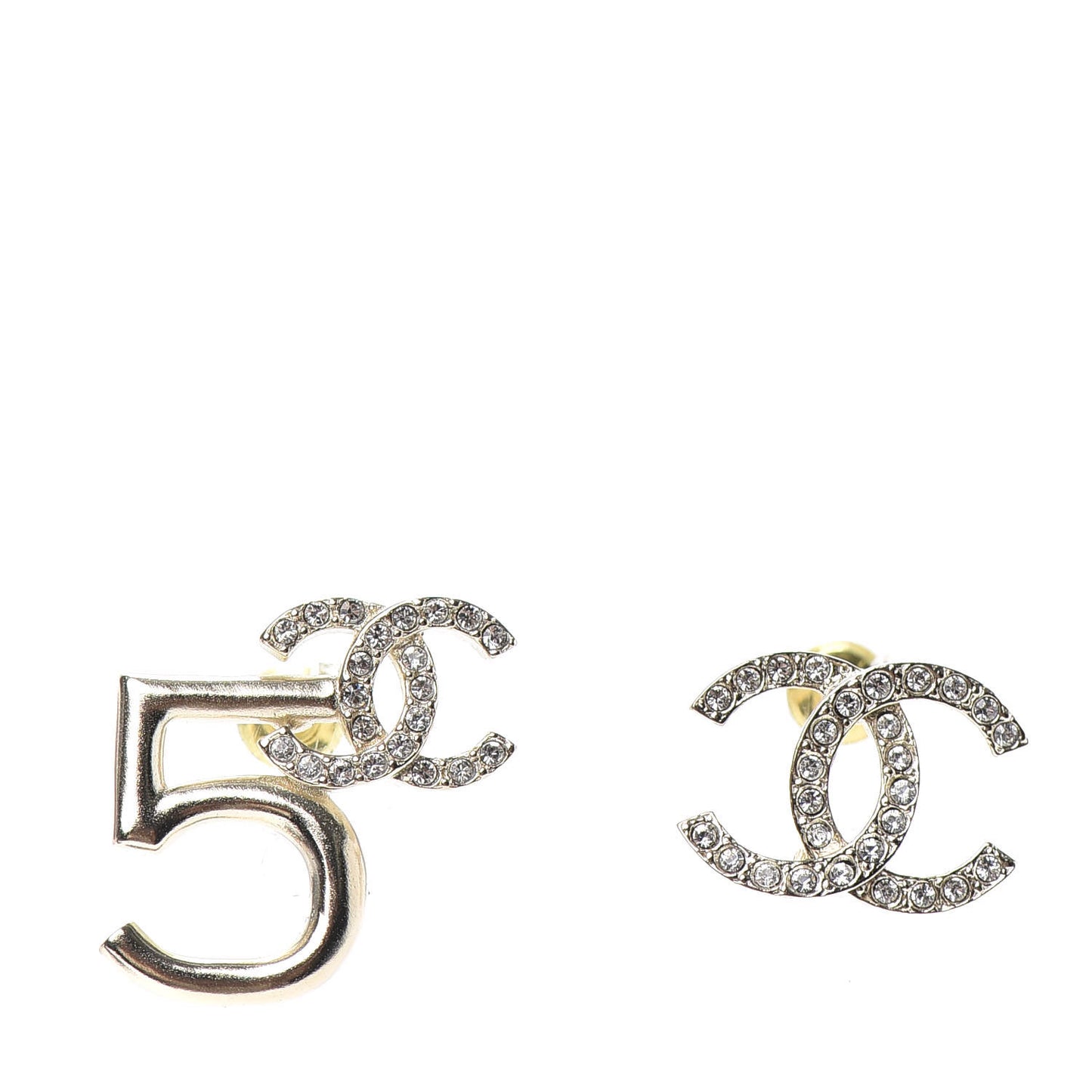 Crystal CC No 5 Earrings Gold
