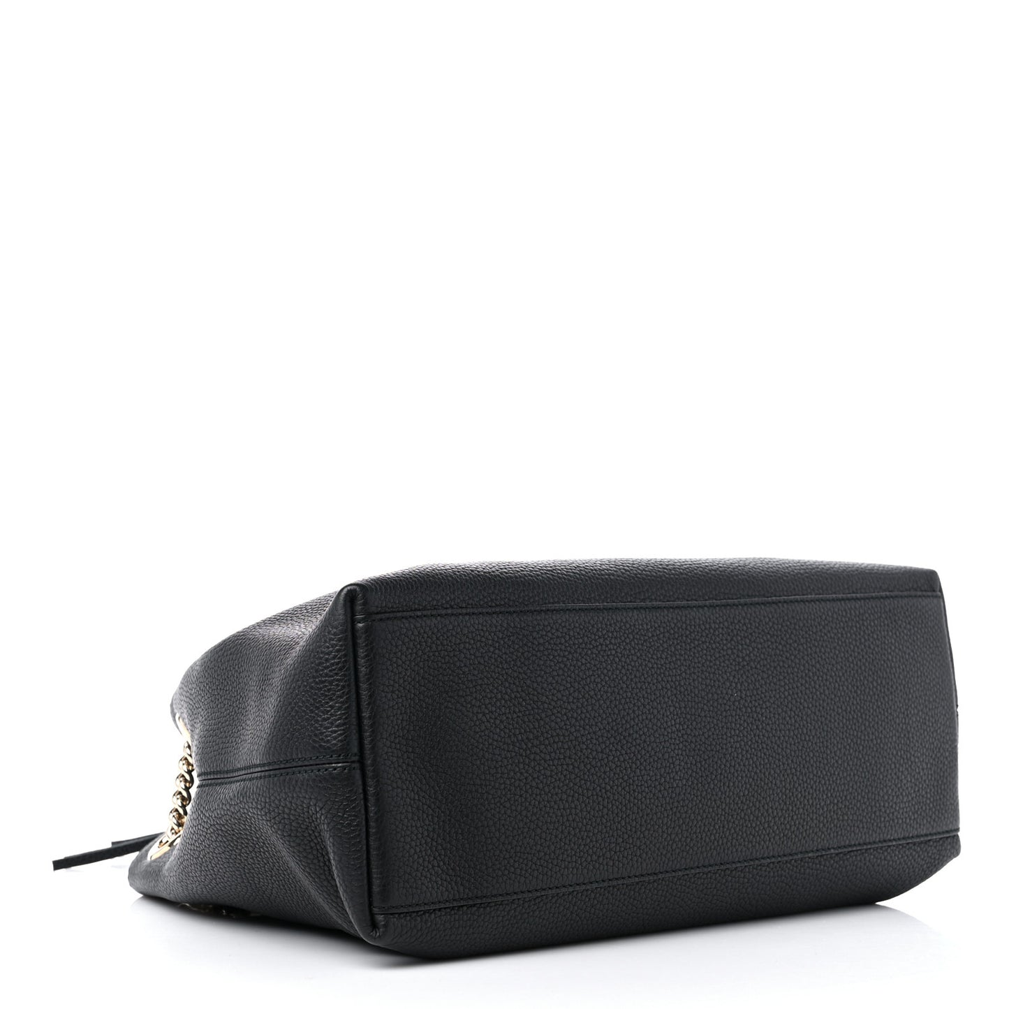 Pebbled Calfskin Medium Soho Chain Shoulder Bag Black