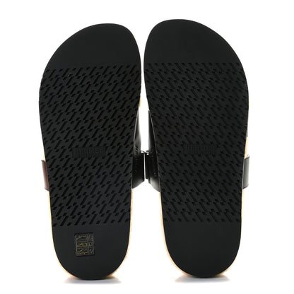 Hermes Veau Indios Woolskin Mens Chypre Sandals 43 Black Ecru 7 of 13