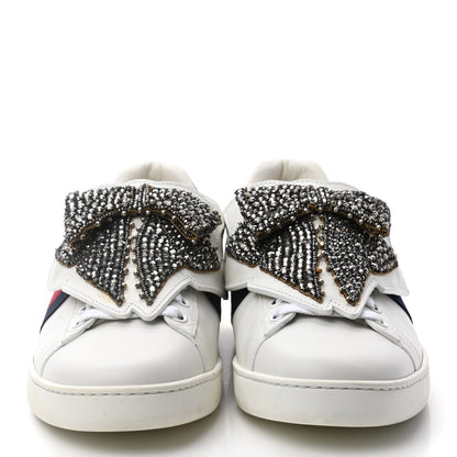 Gucci Calfskin Ayers Web Womens Ace Bow Lace Sneakers 39 White 2 of 9