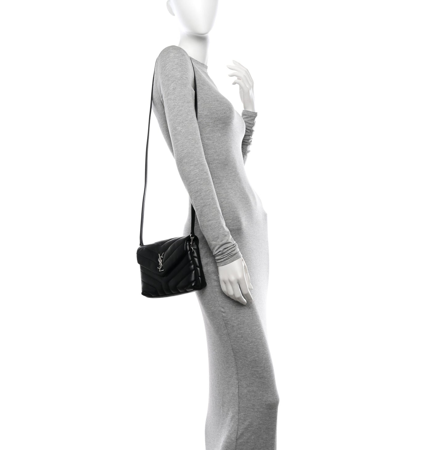 Calfskin Y Quilted Monogram Toy Loulou Crossbody Bag Black