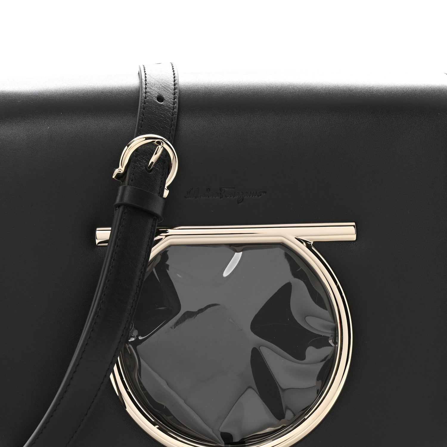 Salvatore Ferragamo Calfskin Large Vela Flap Bag Black 7 of 11
