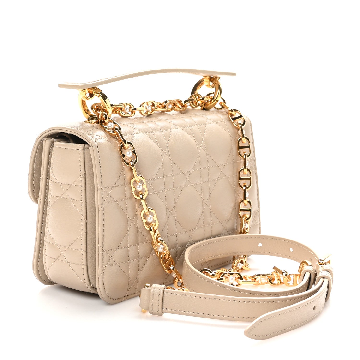 Christian Dior Lambskin Cannage Mini Jolie Top Handle Bag Beige 3 of 10