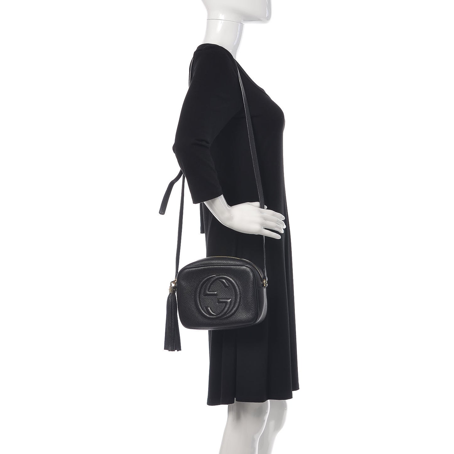 Pebbled Calfskin Small Soho Disco Bag Black
