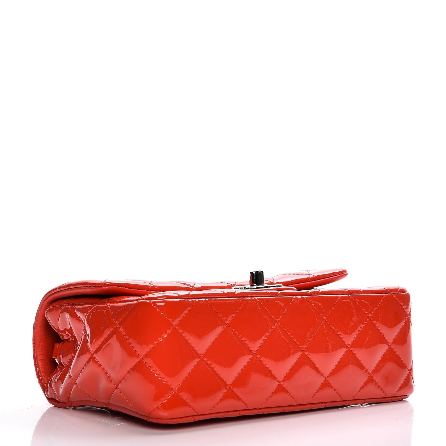 Patent Calfskin Quilted Mini Rectangular Flap Red