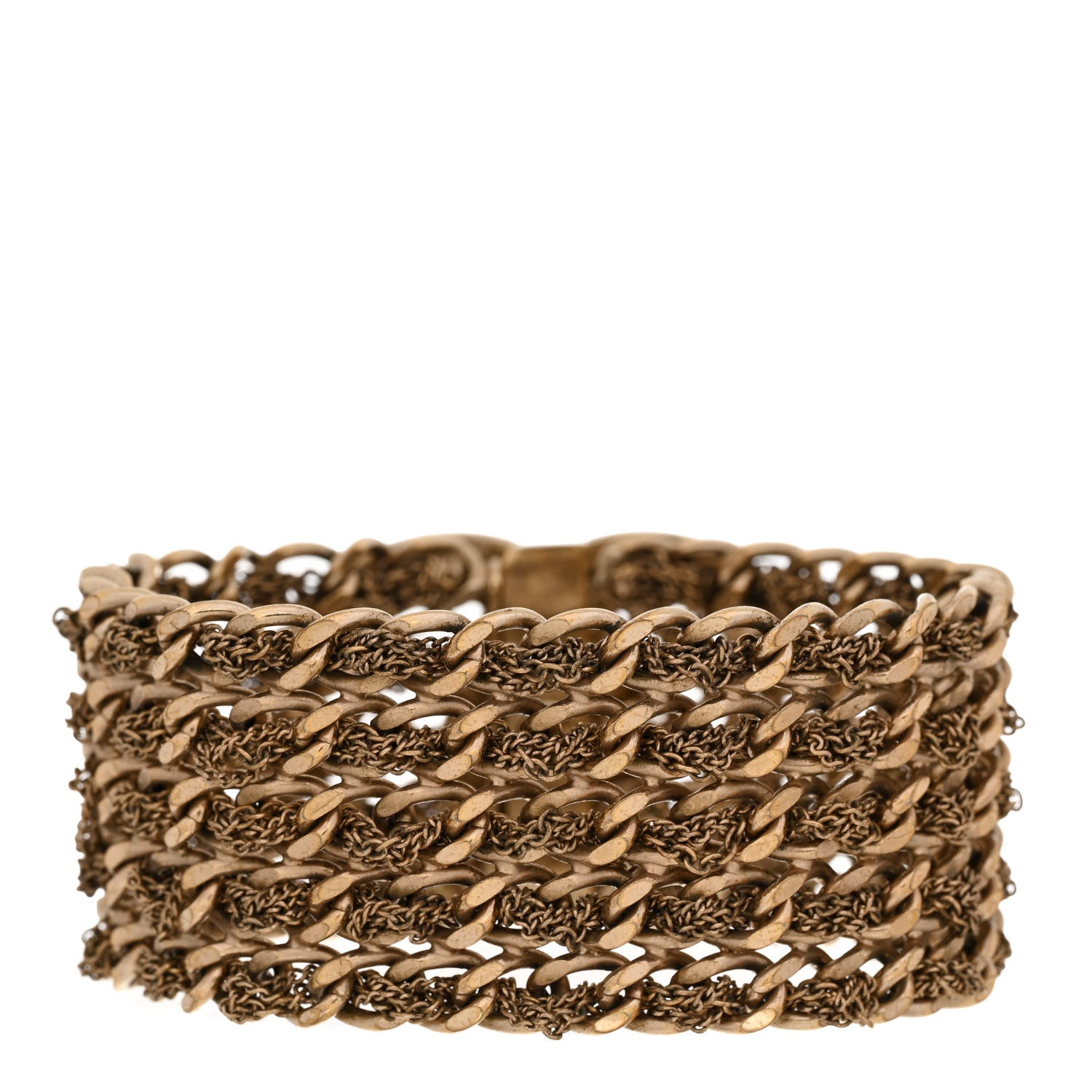 Chanel Metal CC Turnlock Multistrand Chain Bracelet M Gold 3 of 7