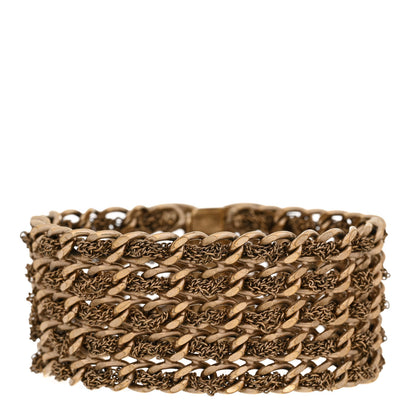 Chanel Metal CC Turnlock Multistrand Chain Bracelet M Gold 3 of 7