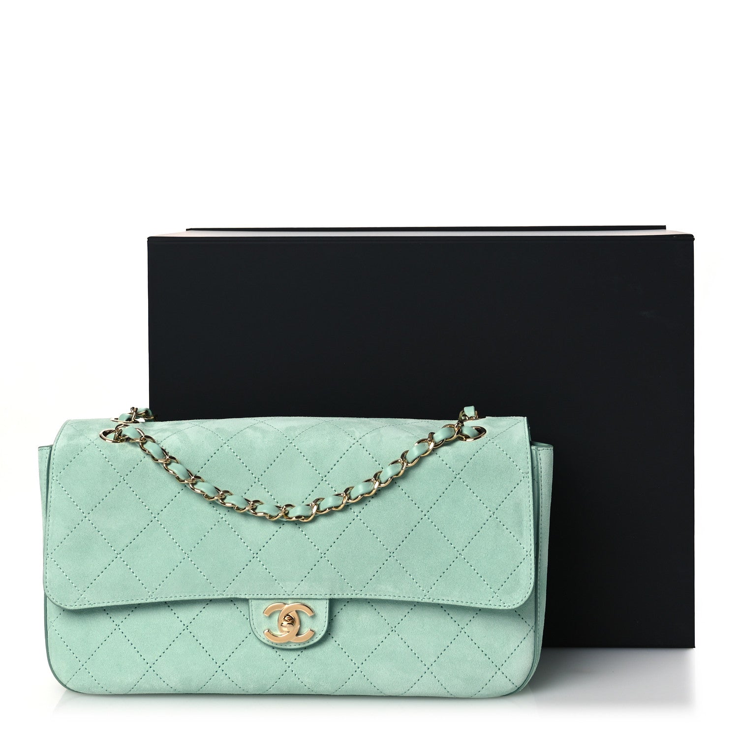 Chanel Suede Calfskin Small Souplissimo Maxi Flap Green 20 of 22