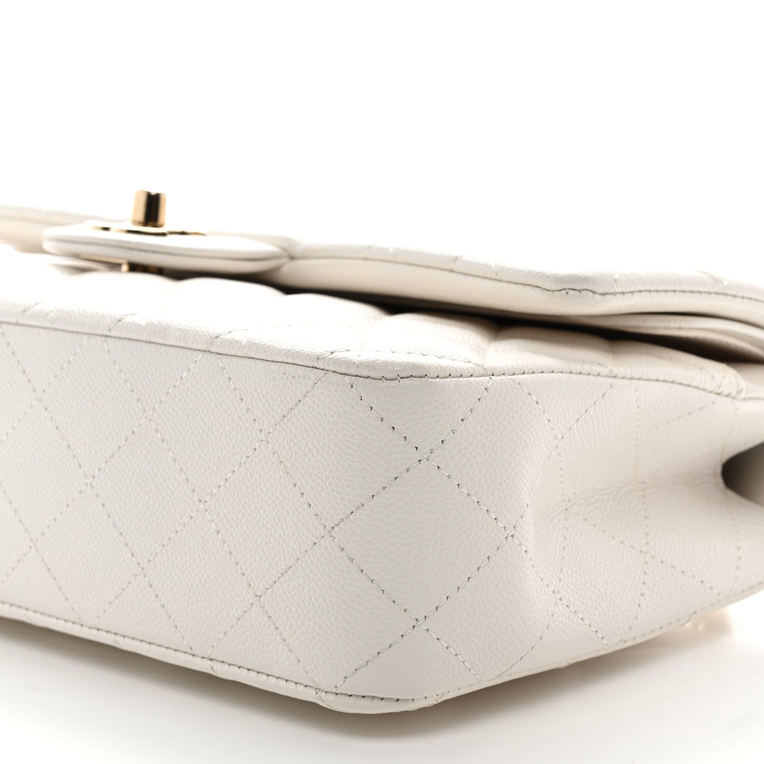 Chanel Caviar Quilted Medium Double Flap White 10 of 11