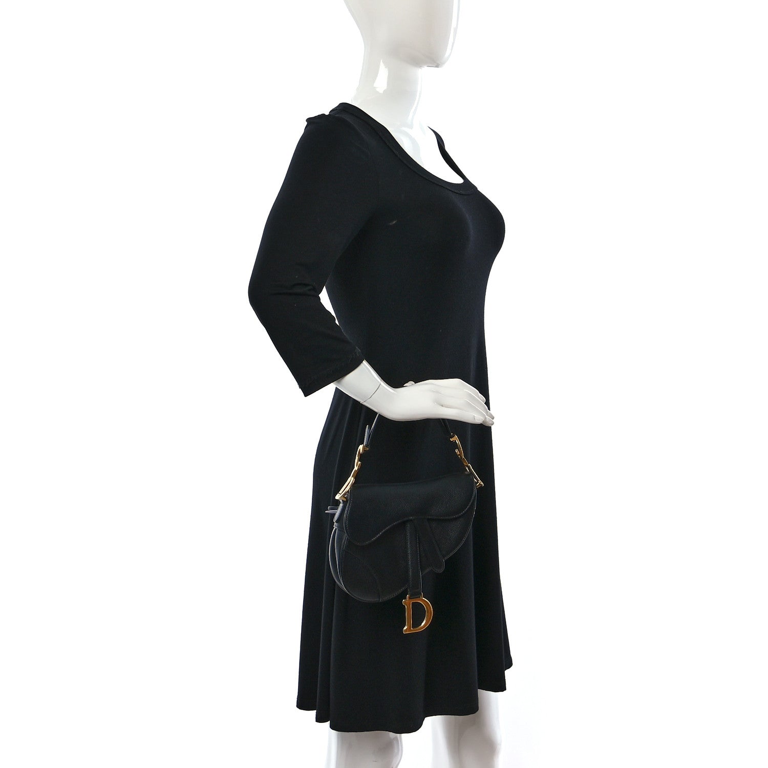 Christian Dior Grained Calfskin Mini Saddle Bag Black 2 of 10