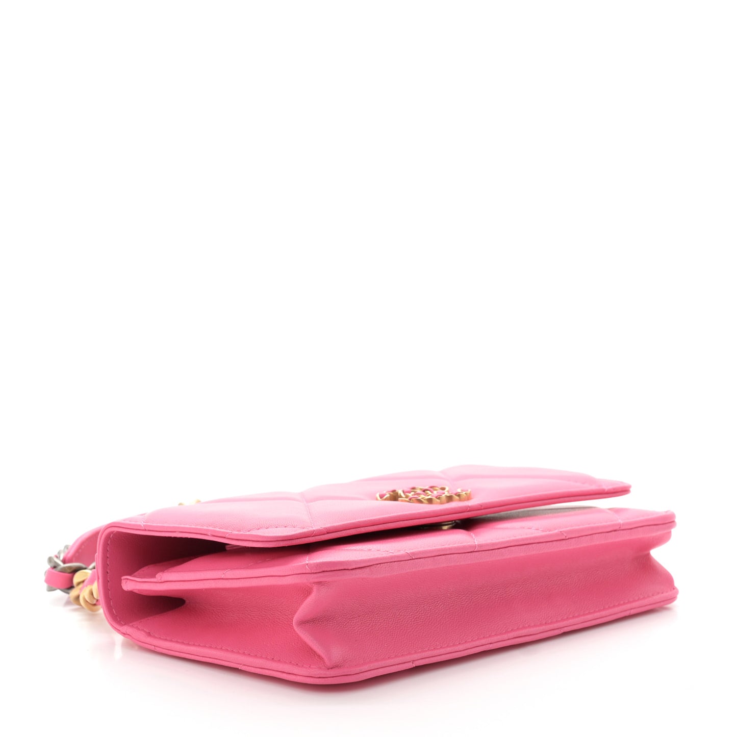 Lambskin Quilted Chanel 19 Wallet On Chain WOC Pink