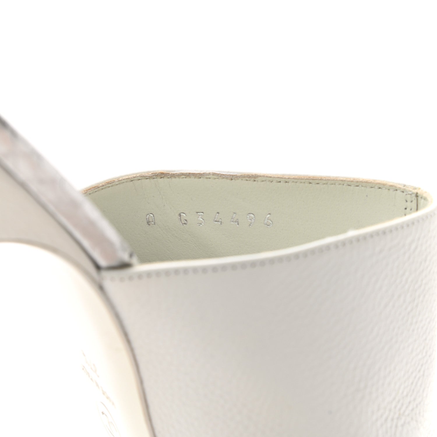 Chanel Grained Calfskin Snakeskin Cap Toe Mules 37.5 Ivory Silver 8 of 8