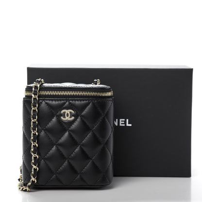 Chanel Lambskin Quilted Small Vertical Coco Beauty Vanity Case With Chain Black 11 of 11