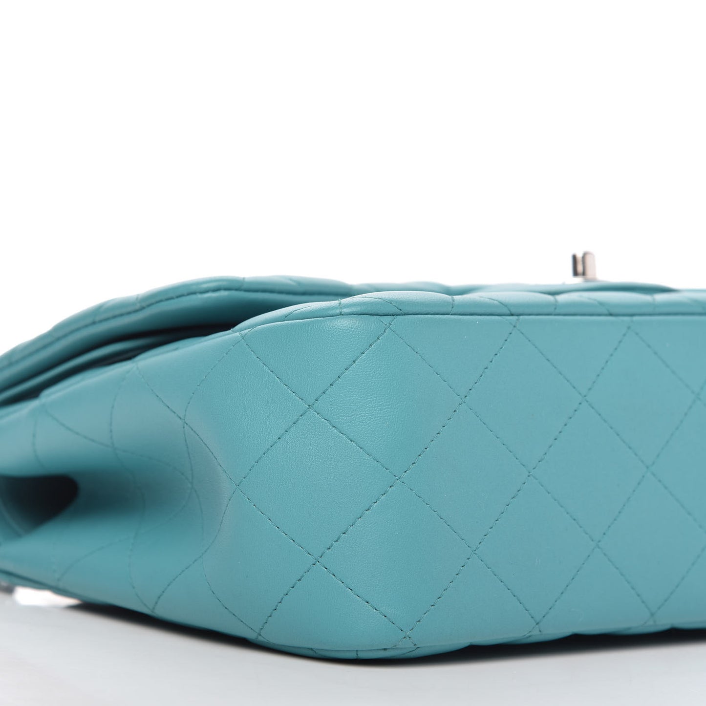 Lambskin Quilted Jumbo Double Flap Turquoise