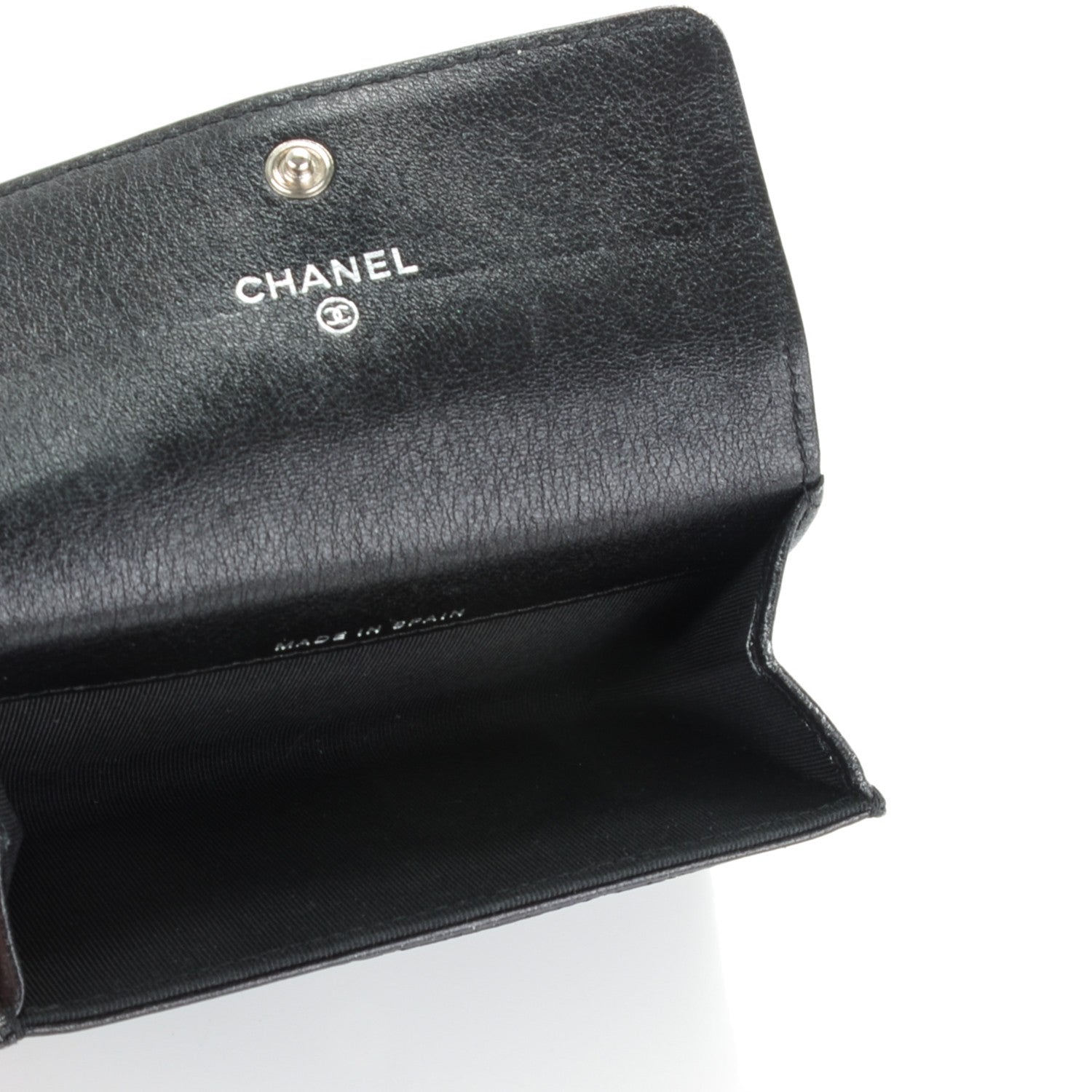 Chanel Metallic Calfskin Perforated Quilted Card Holder Grey 5 of 8