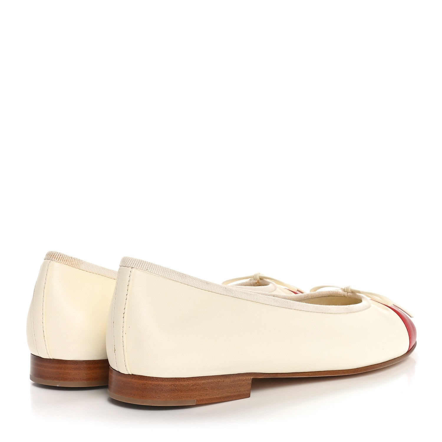 Chanel Lambskin Cap Toe Ballerina Flats 38.5 White Rouge 5 of 11
