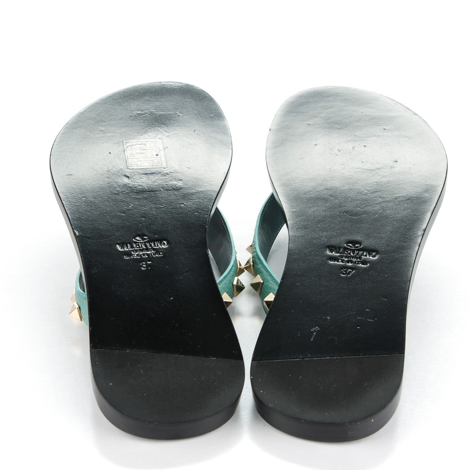 Valentino Garavani Calfskin Rockstud Thong Sandals 37 Blue 5 of 8
