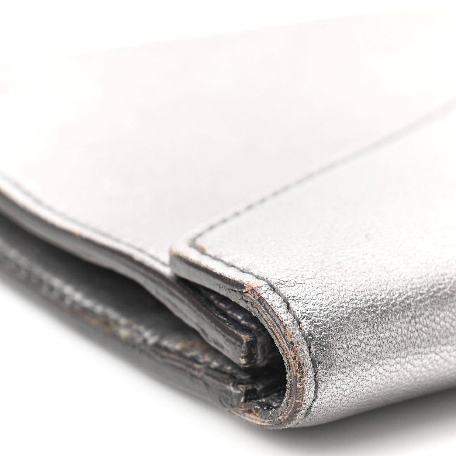Saint Laurent Metallic Calfskin Y-Mail Clutch Silver 9 of 11