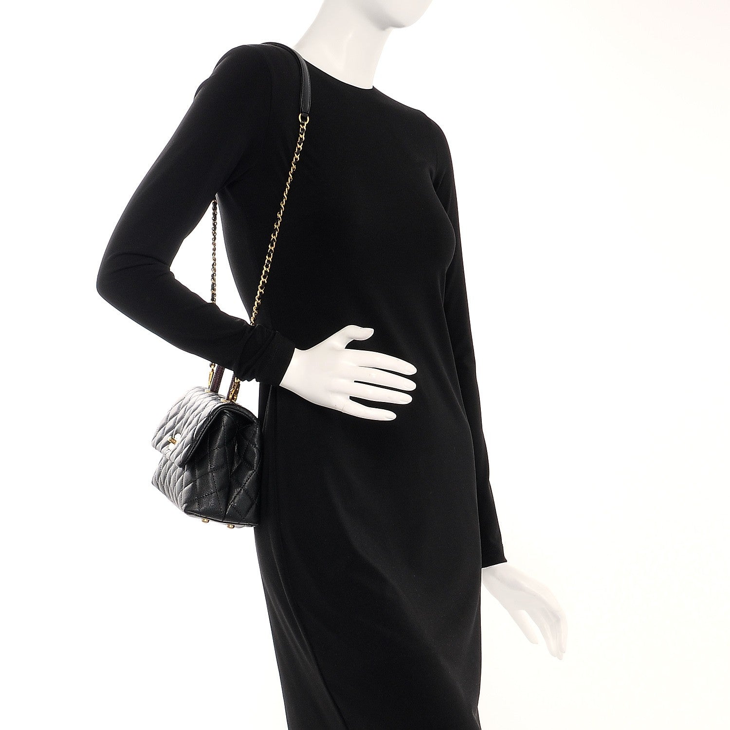 Chanel Caviar Lizard Quilted Mini Coco Handle Flap Black 2 of 7