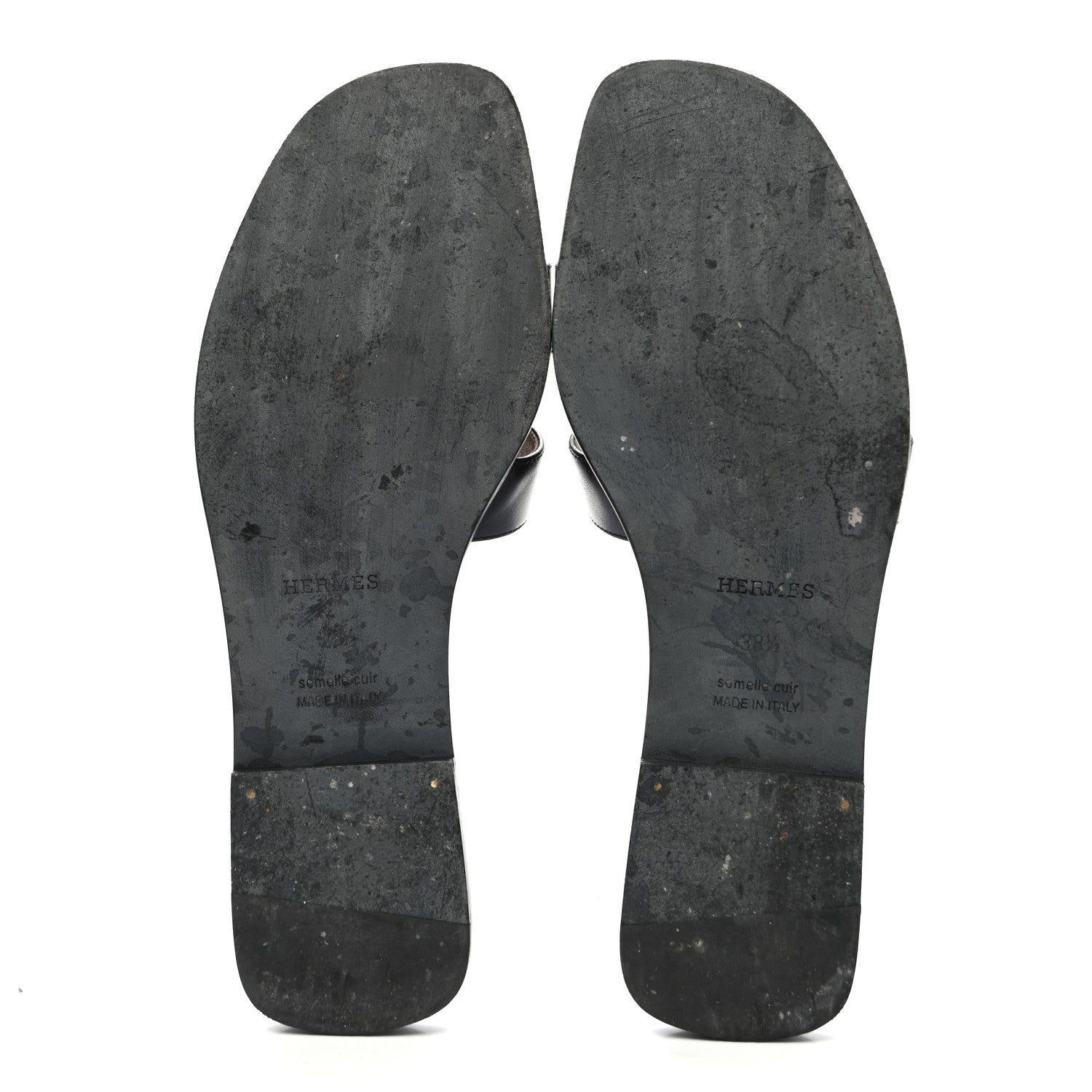 Hermes Box Calfskin Oran Sandals 38.5 Black 5 of 10