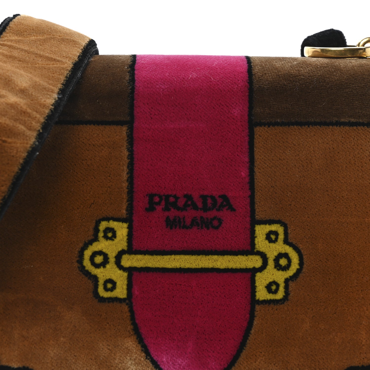 Prada Velluto Ricamo Cahier Shoulder Bag Cammello 7 of 9