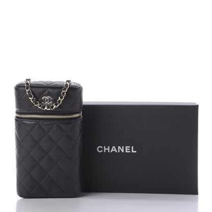 Chanel Caviar Quilted Phone Holder With Chain Black 10 of 10
