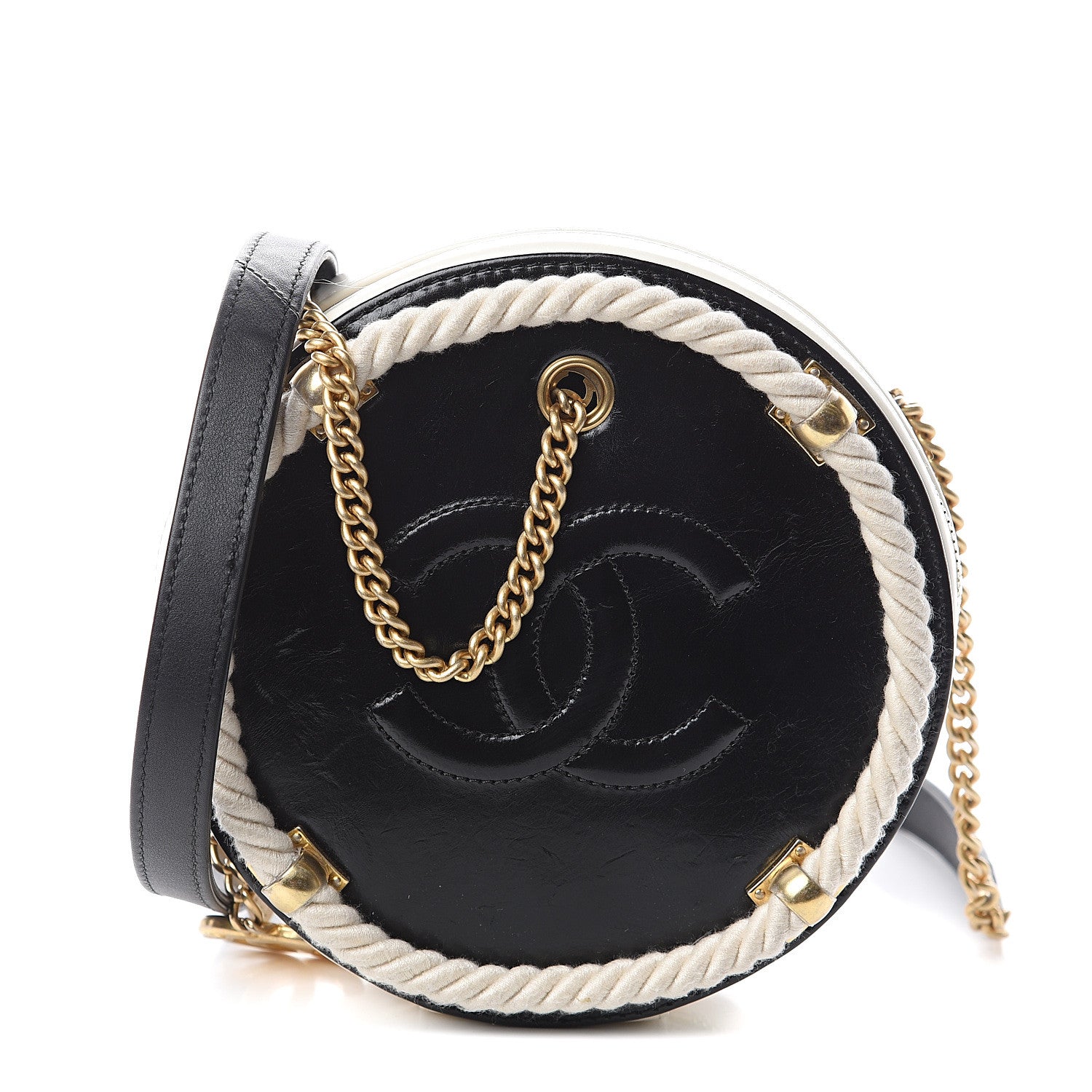 Chanel Crumpled Calfskin Cotton Small En Vogue Round Bag Black 1 of 9