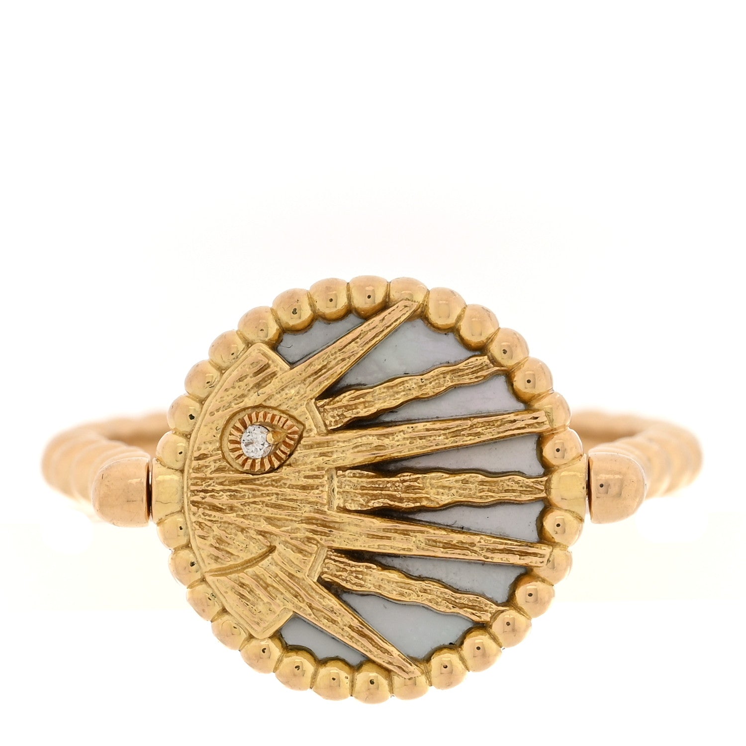 Christian Dior 18K Yellow White Gold Diamond Black Onyx Mother of Pearl Rose Celeste Ring 51 5.75 1 of 5