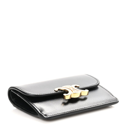 Celine Shiny Calfskin Triomphe Flap Card Holder Black 4 of 7