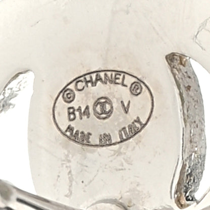 Chanel Crystal Pearl CC Drop Earrings Silver Pearly White 4 of 4