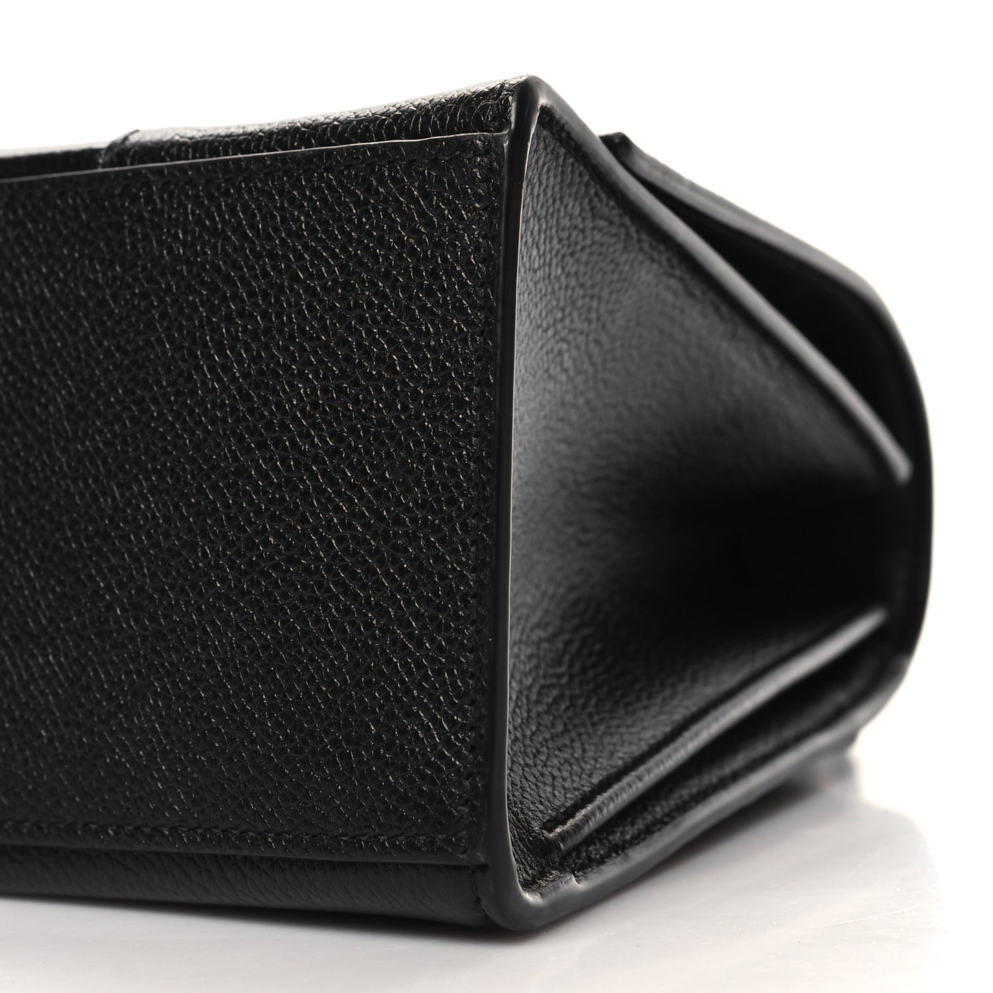 Grained Calfskin Medium Hourglass Top Handle Bag Black