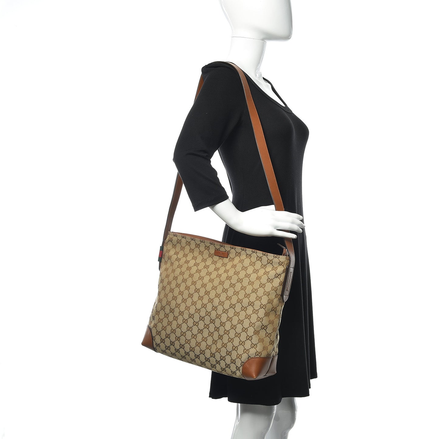 Monogram Large Flat Messenger Bag Brown