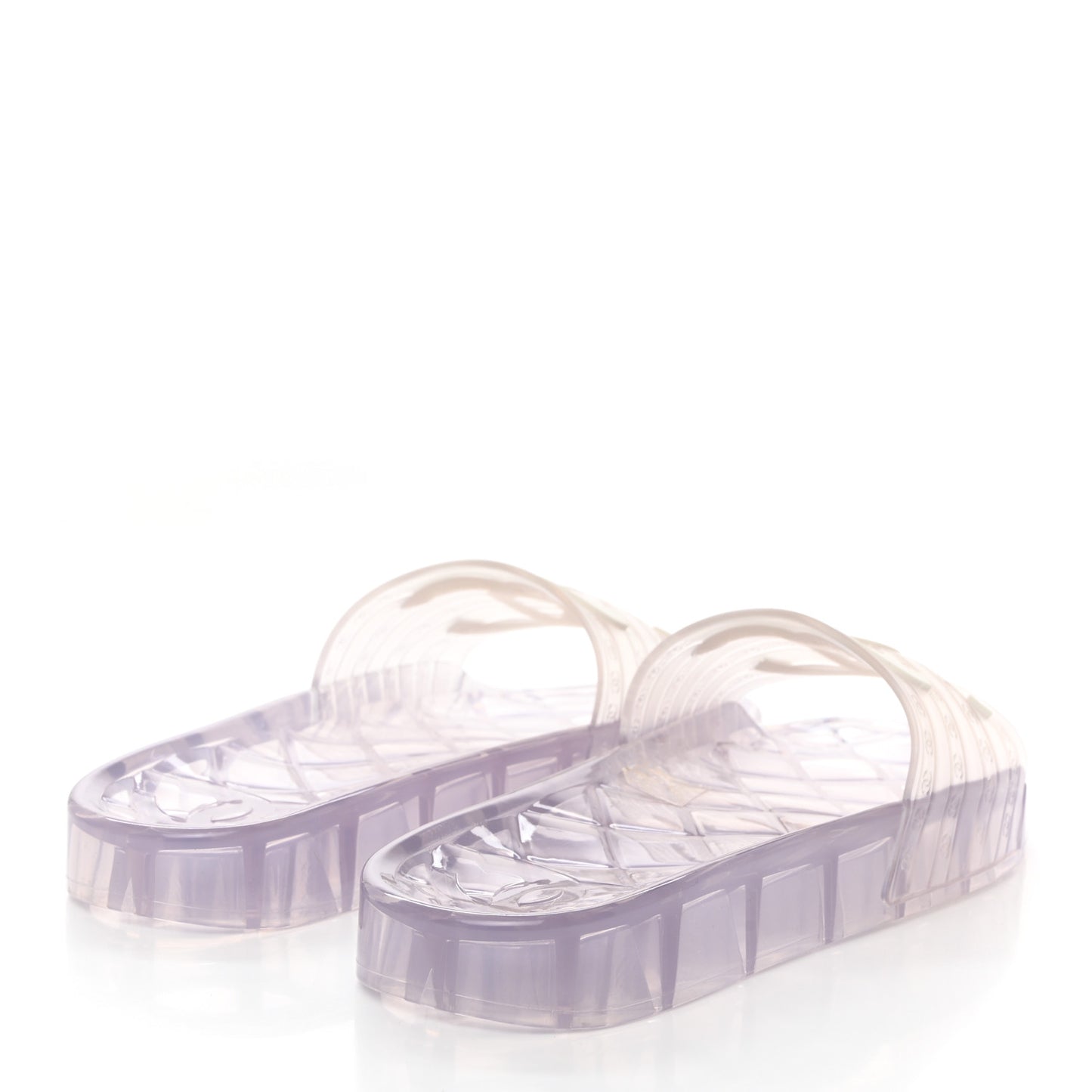 PVC Transparent CC Flat Slide Sandals 39 White