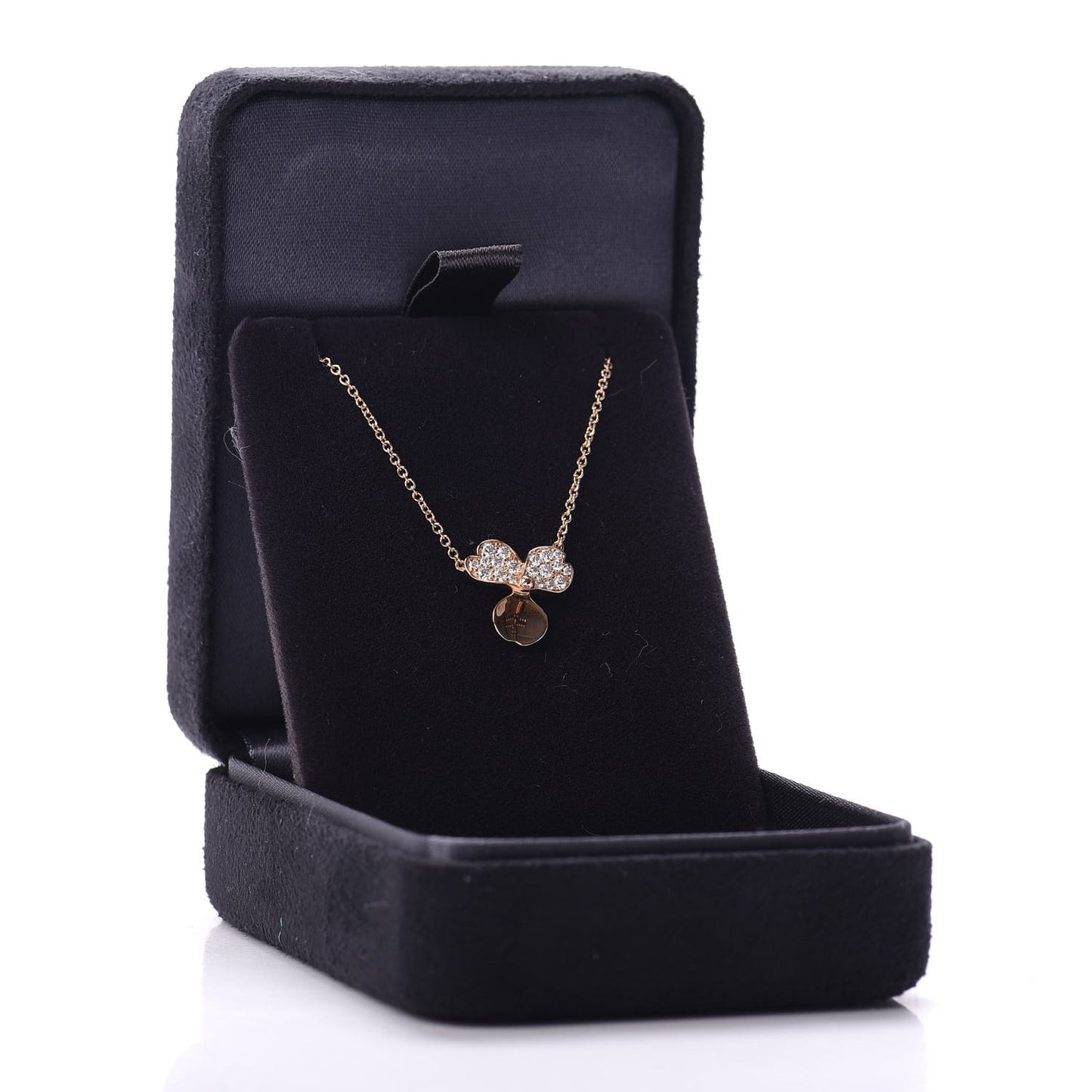 18K Rose Gold Diamond Paper Flowers Pendant Necklace