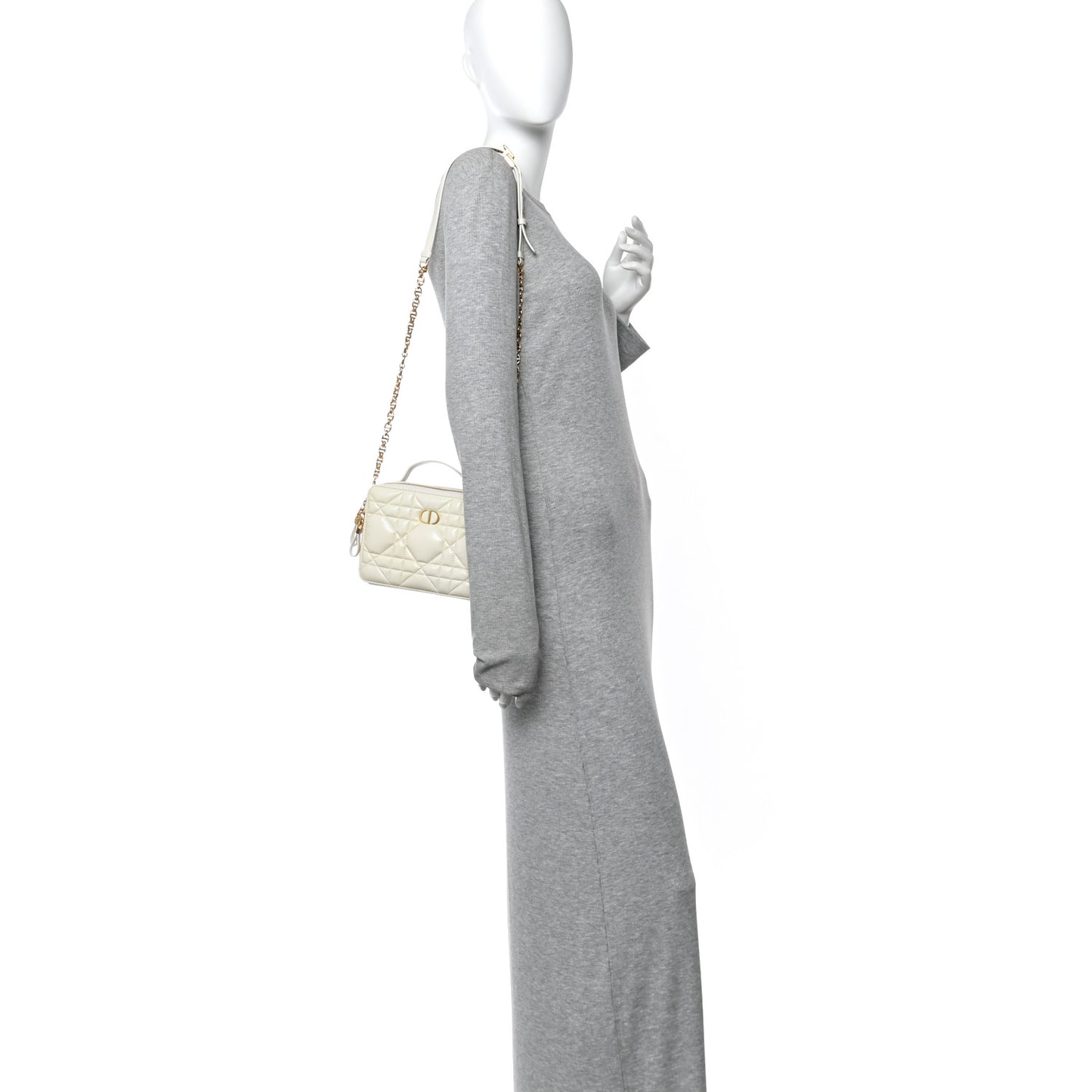 Calfskin Macrocannage Caro Box Bag Latte